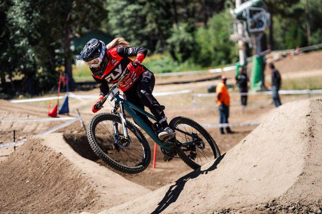 KHS Pro MTB rider Isabella Naughton heading to the win during the Dual Slalom Nationals race.